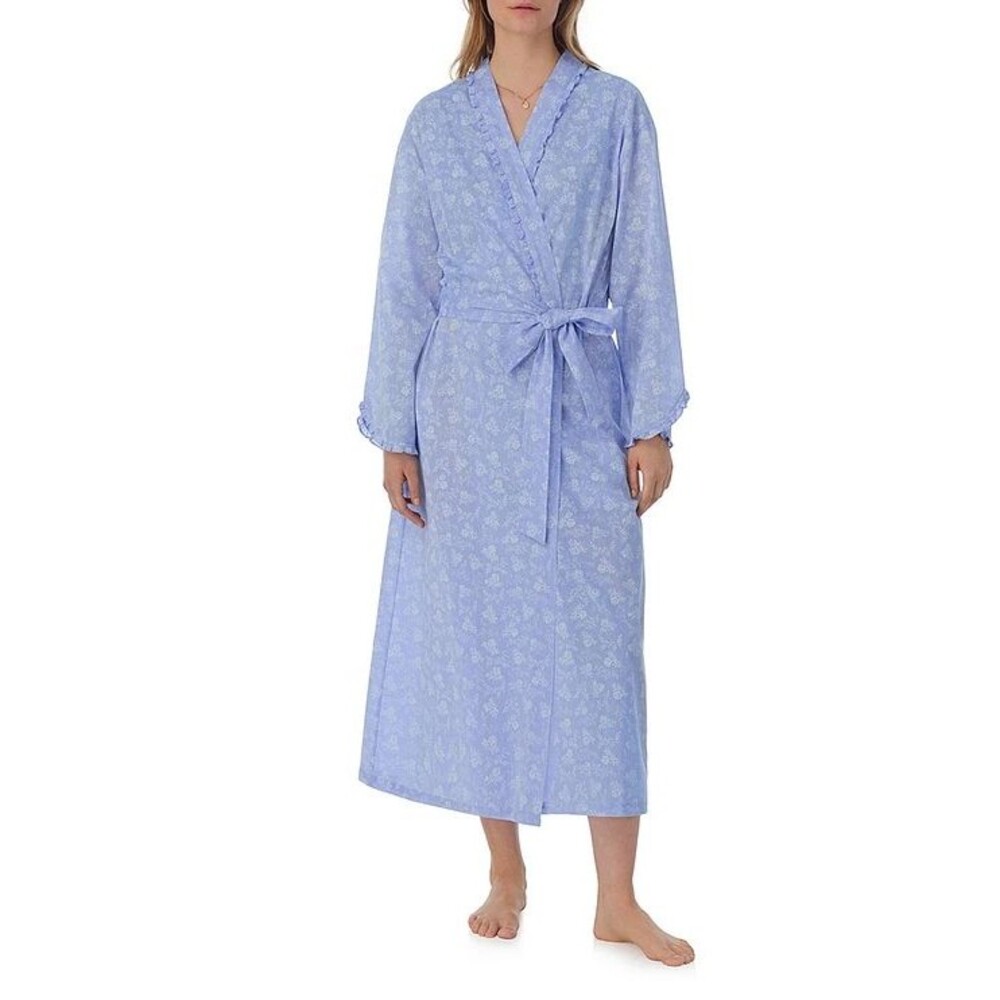 Eileen West Lavender Floral Cotton Wrap Robe